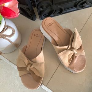 UGG Joanie Bronzer Suede Slip-On Platform Sandals